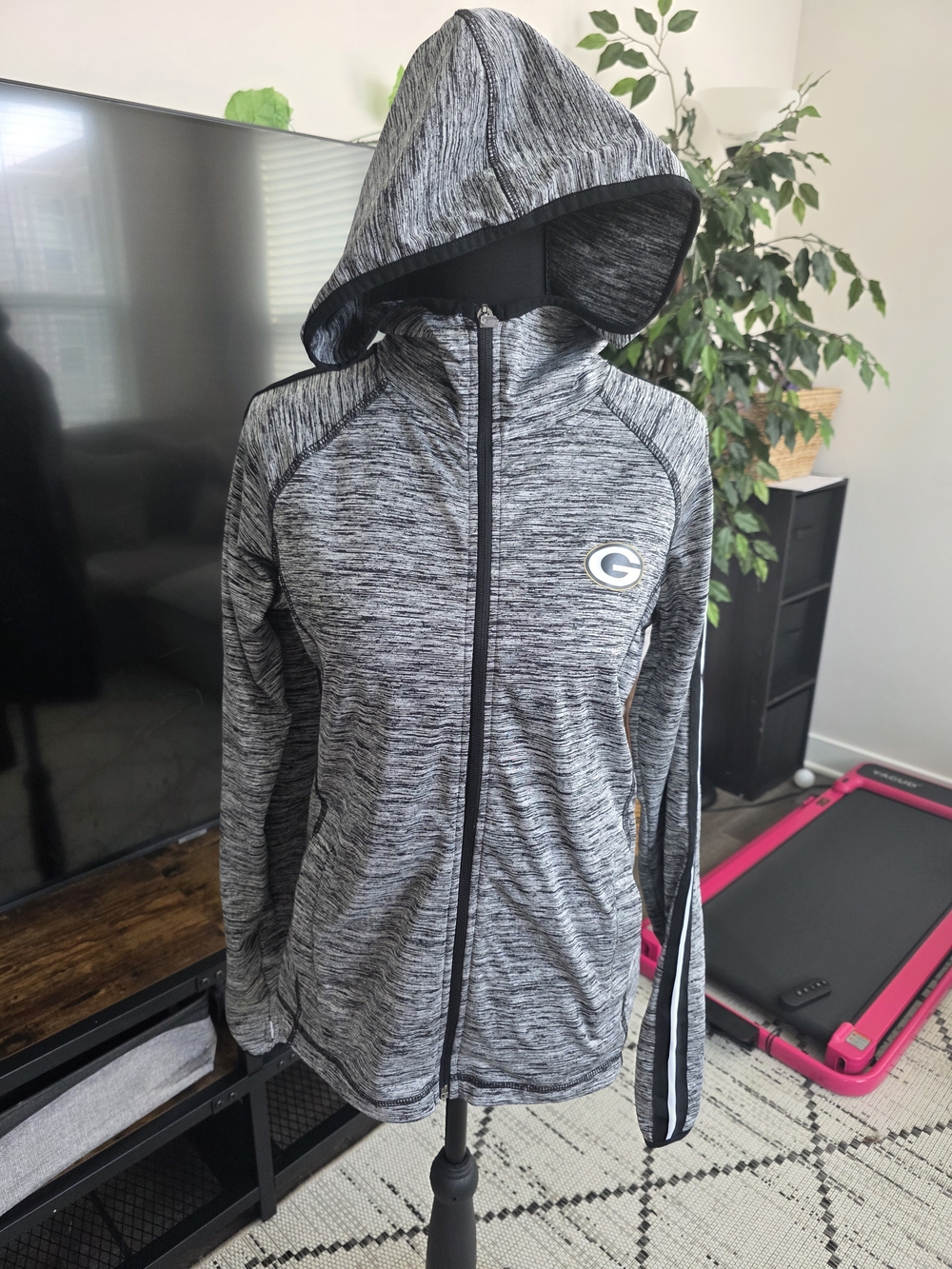 Gray Heather Full-Zip Hooded Jacket with G Patch